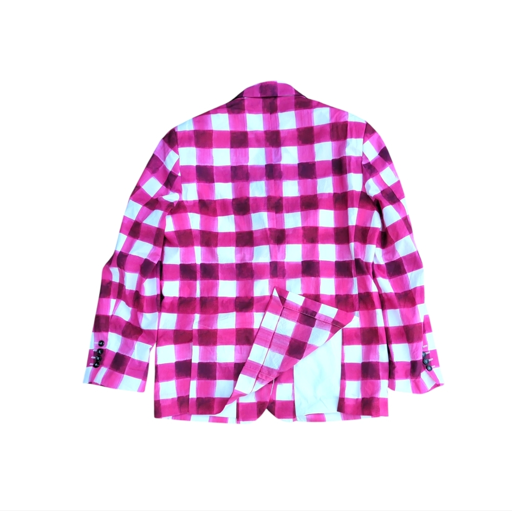 Msgm Milano Gingham Brushed Checked Printed Blaze… - image 6